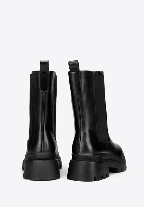 Women's faux leather lug sole boots, black, 97-DP-803-1-36, Photo 4