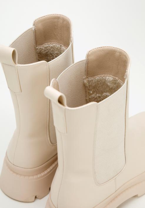 Women's faux leather lug sole boots, cream, 97-DP-803-1-38, Photo 7
