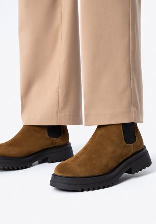 Women's suede Chelsea boots, brown, 97-D-308-5-41, Photo 1