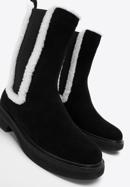 Women's suede boots with faux teddy fur, black, 97-D-518-1-40, Photo 7