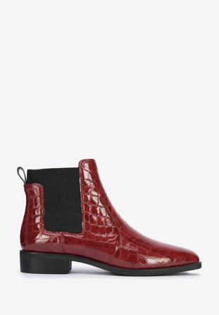 Croc print patent leather Chelsea boots, red, 95-D-509-3-37, Photo 1