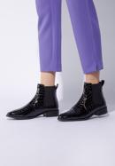 Croc print patent leather Chelsea boots, black, 95-D-509-3-40, Photo 15