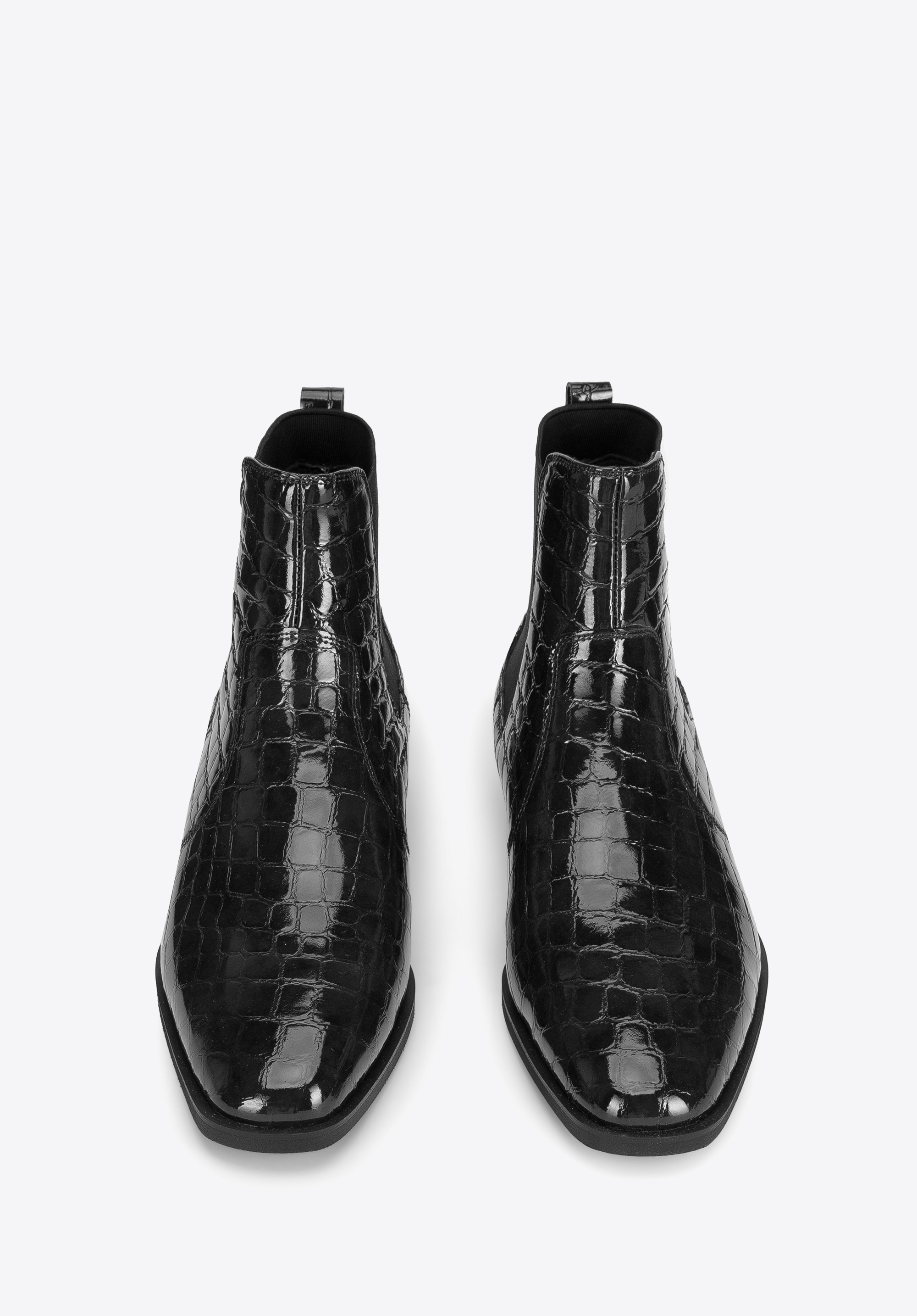 Black patent outlet croc chelsea boots