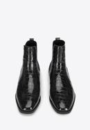 Croc print patent leather Chelsea boots, black, 95-D-509-3-40, Photo 3