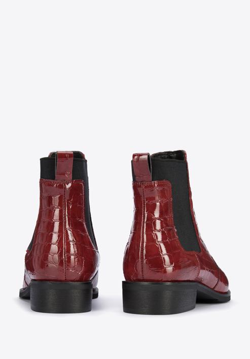 Croc print patent leather Chelsea boots, red, 95-D-509-3-35, Photo 4