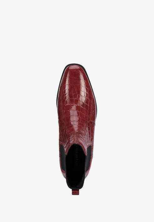 Croc print patent leather Chelsea boots, red, 95-D-509-3-37, Photo 5