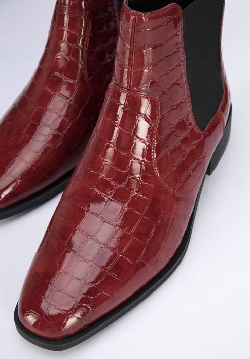 Croc print patent leather Chelsea boots, red, 95-D-509-3-37, Photo 8