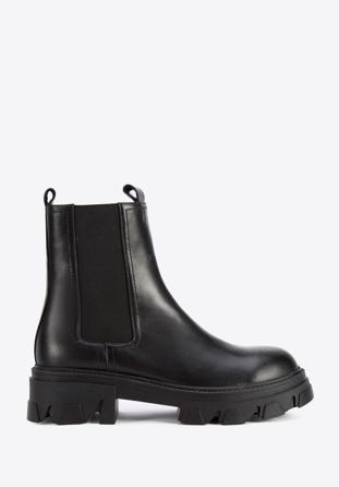 Leather lug sole ankle boots, black, 95-D-512-1-37, Photo 1