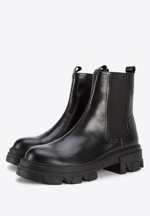 Leather lug sole ankle boots, black, 95-D-512-1-38, Photo 8