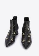 Leather ankle boots with beaded gold insects, black-gold, 95-D-504-1G-38, Photo 2