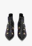 Leather ankle boots with beaded gold insects, black-gold, 95-D-504-1G-38, Photo 3