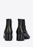 Leather ankle boots with beaded gold insects, black-silver, 95-D-504-1S-36, Photo 4