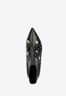 Leather ankle boots with beaded gold insects, black-gold, 95-D-504-1G-38, Photo 5