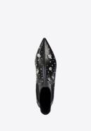 Leather ankle boots with beaded gold insects, black-silver, 95-D-504-1S-36, Photo 5