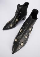 Leather ankle boots with beaded gold insects, black-gold, 95-D-504-1G-38, Photo 7