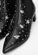 Leather ankle boots with beaded gold insects, black-silver, 95-D-504-1S-36, Photo 7