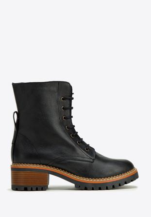Women's leather combat boots, black, 97-D-304-1-37, Photo 1