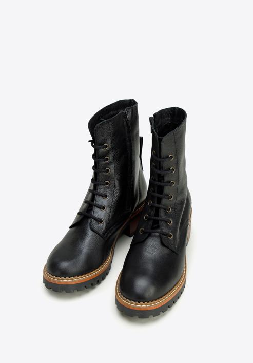 Women's leather combat boots, black, 97-D-304-1-36, Photo 2