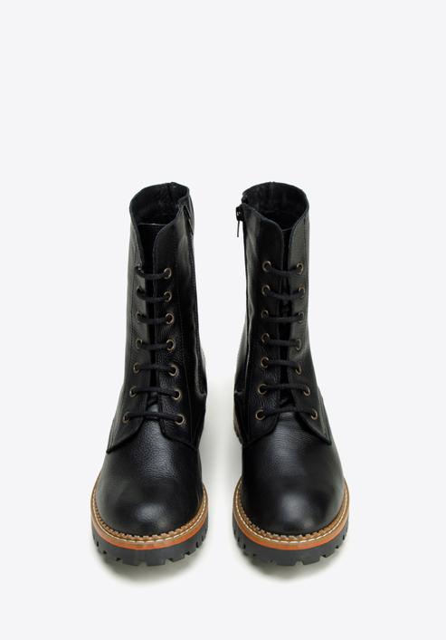 Women's leather combat boots, black, 97-D-304-1-36, Photo 3