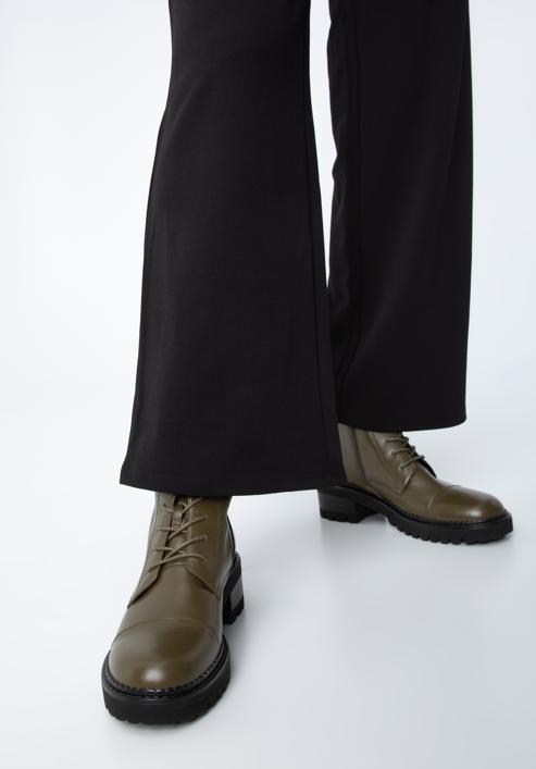 Women's leather combat boots, olive, 97-D-520-1-36, Photo 15