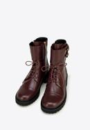 Women's leather combat boots, plum, 97-D-520-Z-35, Photo 2