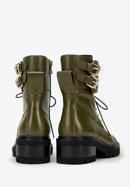 Women's leather combat boots, olive, 97-D-520-Z-41, Photo 4