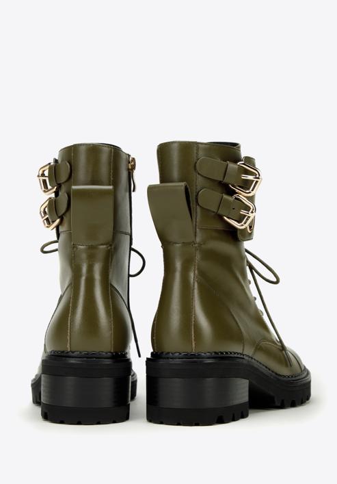 Women's leather combat boots, olive, 97-D-520-Z-38, Photo 4