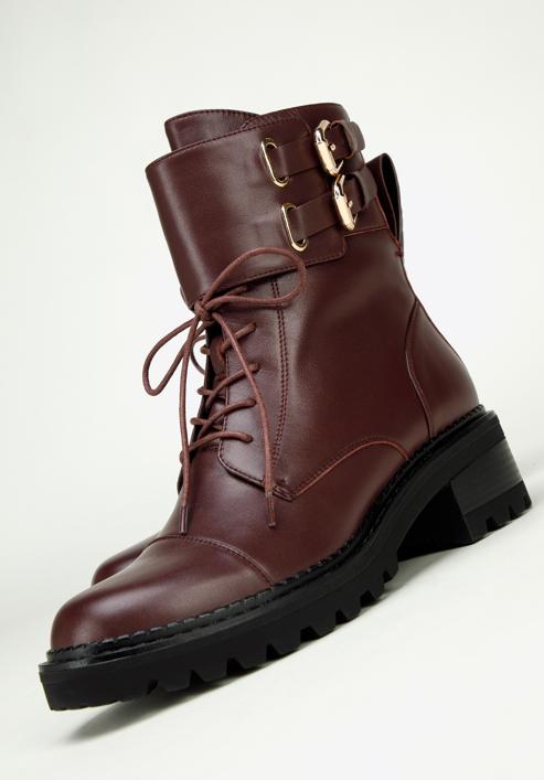 Women's leather combat boots, plum, 97-D-520-1-38, Photo 6