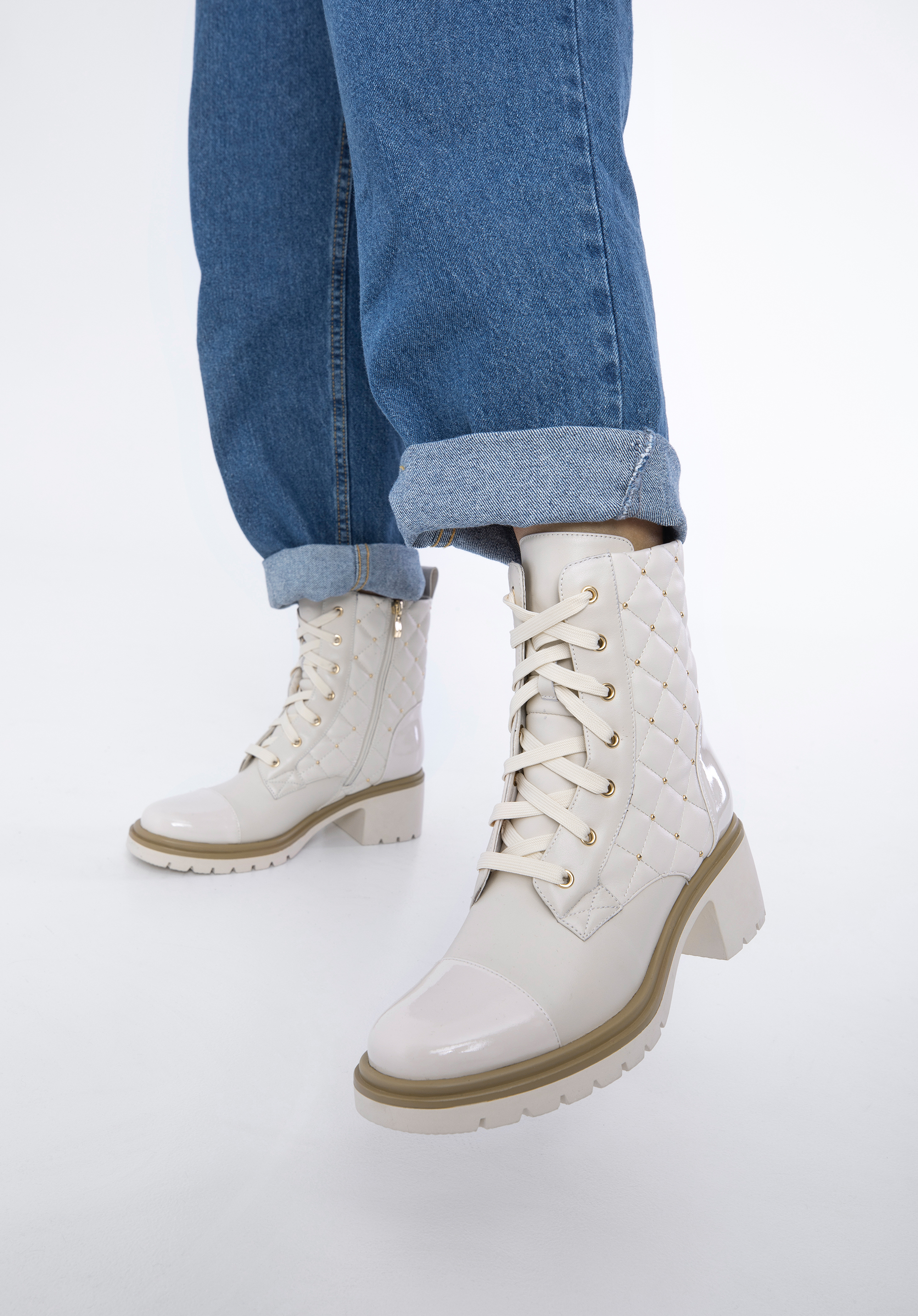 Quilted combat boots best sale