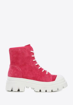 Women's nubuck combat boots, pink, 96-D-961-P-40, Photo 1