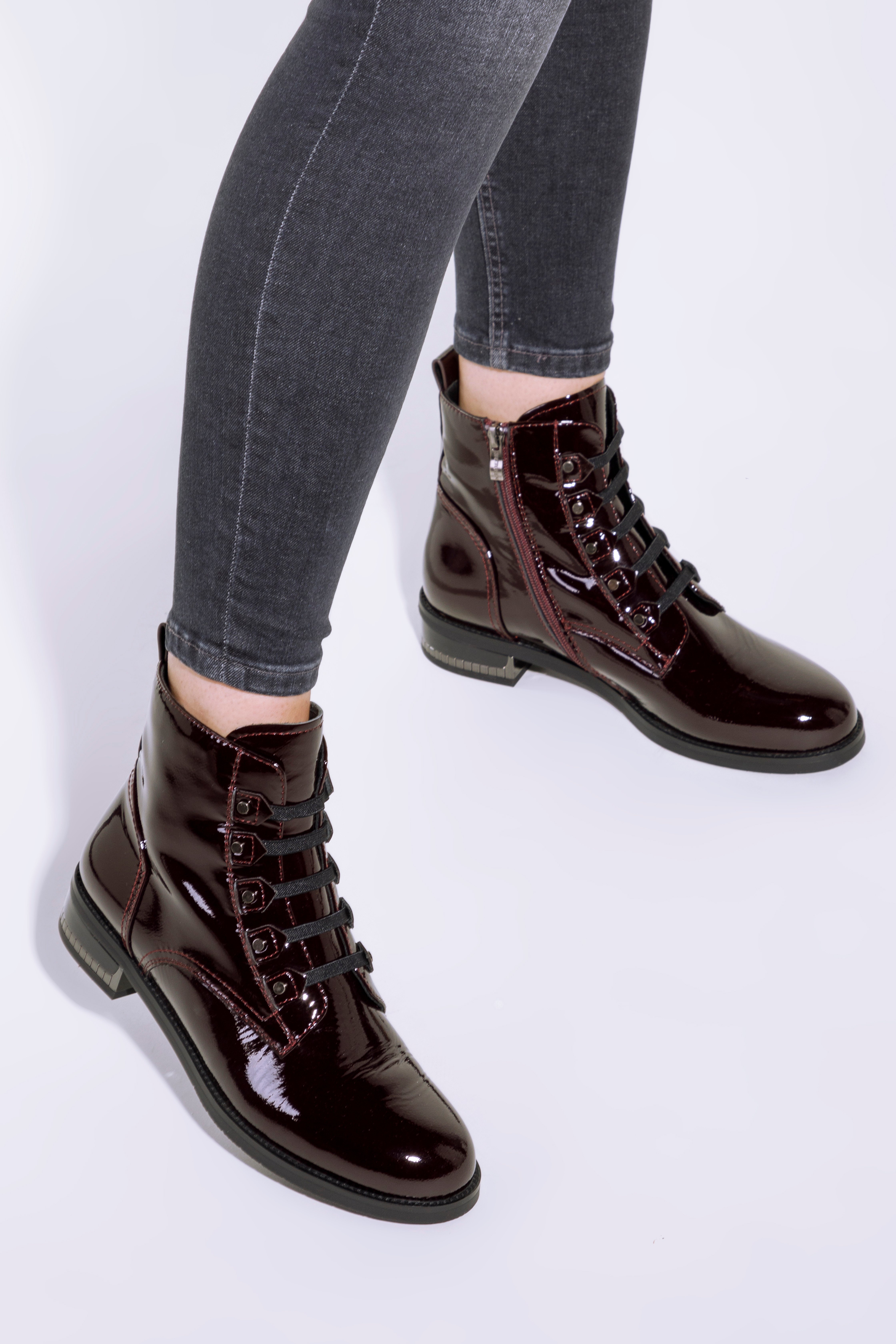 Patent leather burgundy outlet boots