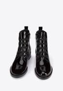 Women's patent leather lace up boots, black, 95-D-523-3-41, Photo 2