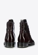Women's patent leather lace up boots, burgundy, 95-D-523-3-39, Photo 4