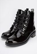 Women's patent leather lace up boots, black, 95-D-523-3-40, Photo 7