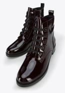 Women's patent leather lace up boots, burgundy, 95-D-523-3-41, Photo 7