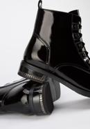 Women's patent leather lace up boots, black, 95-D-523-1-36, Photo 9