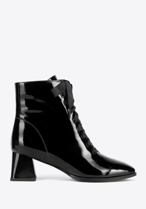 Patent leather lace up boots, black, 95-D-510-3-39, Photo 1