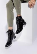 Patent leather lace up boots, black, 95-D-510-3-38, Photo 17