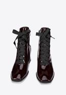 Patent leather lace up boots, burgundy, 95-D-510-1-36, Photo 2