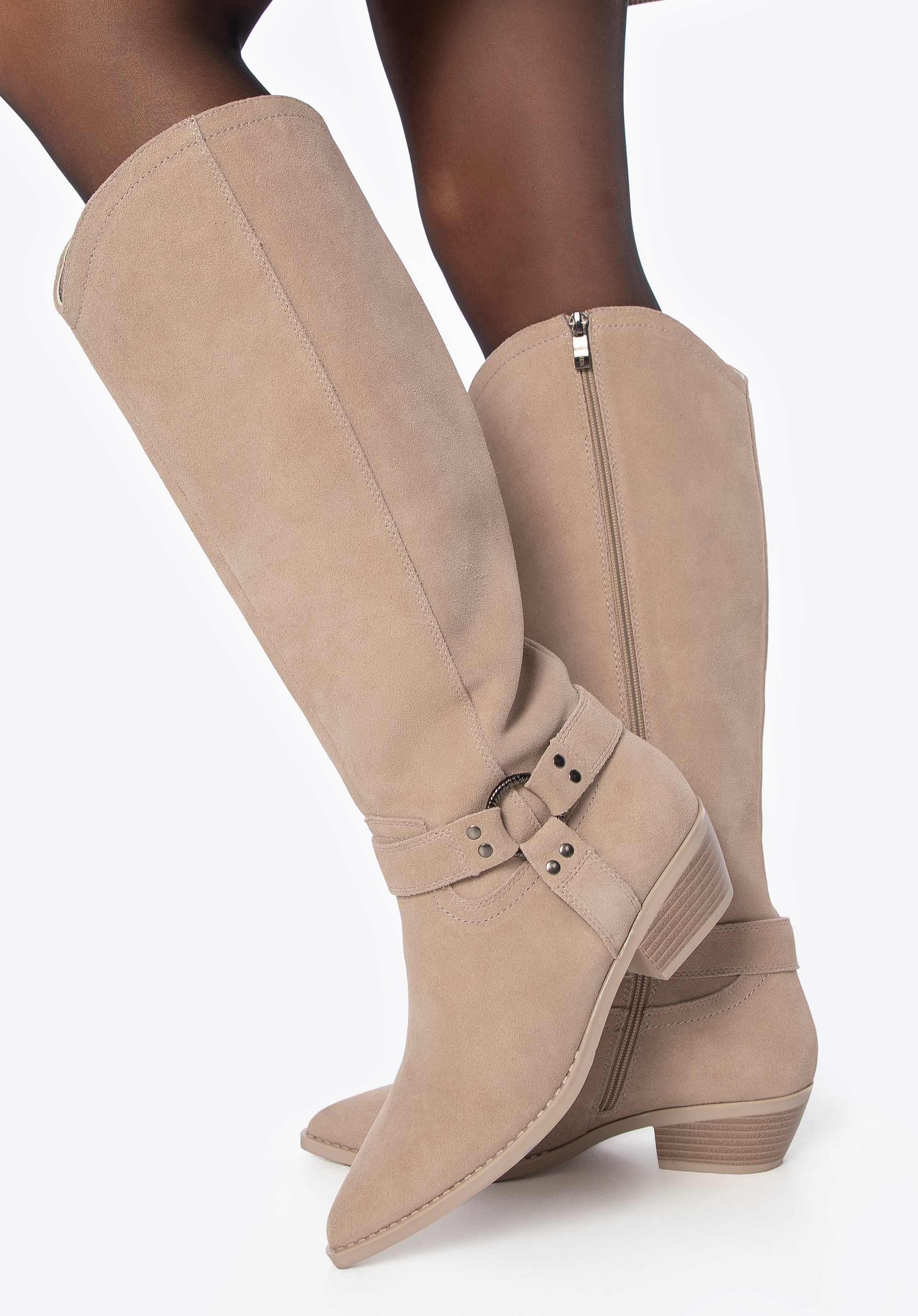 Tall suede cowboy boots, beige, 101-D-962-9-37, Photo 1