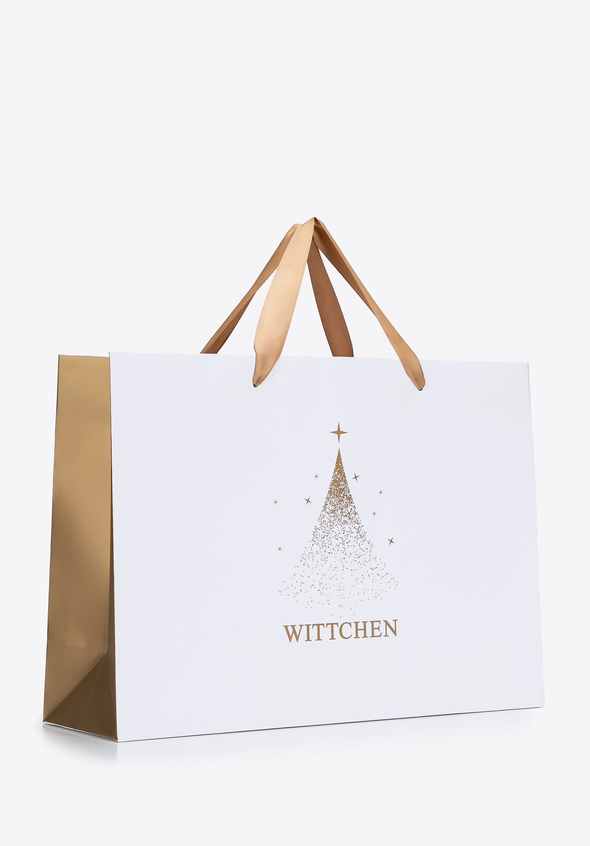 Large gift bag, white-gold, TORBA-3P, Photo 1