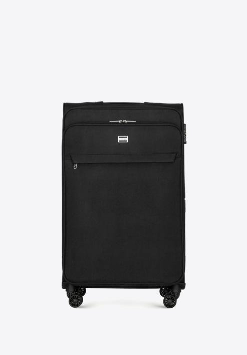 Duża walizka miękka jednokolorowa, czarny, 56-3S-653-9, Zdjęcie 1