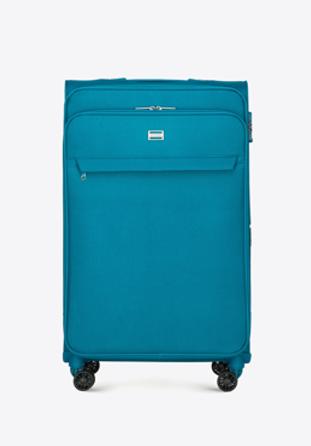 Duża walizka miękka jednokolorowa, turkusowy, 56-3S-653-9, Zdjęcie 1