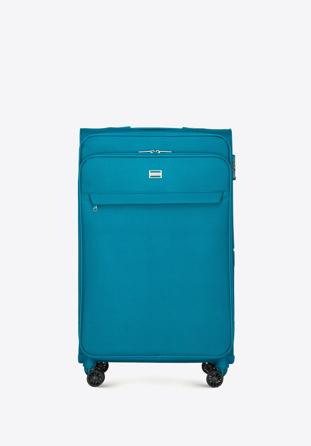 Duża walizka miękka jednokolorowa turkusowa