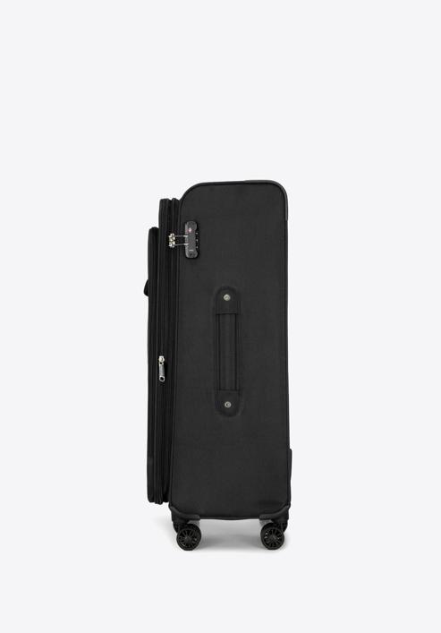 Duża walizka miękka jednokolorowa, czarny, 56-3S-653-9, Zdjęcie 2