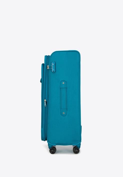 Duża walizka miękka jednokolorowa, turkusowy, 56-3S-653-3, Zdjęcie 2