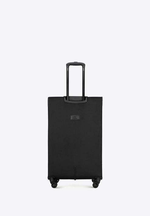 Duża walizka miękka jednokolorowa, czarny, 56-3S-653-9, Zdjęcie 3