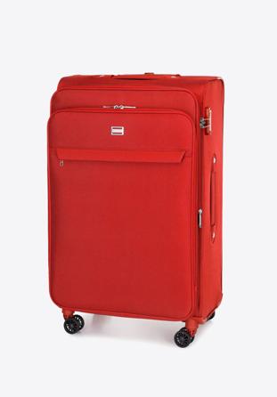 Duża walizka miękka jednokolorowa, czerwony, 56-3S-653-3, Zdjęcie 1