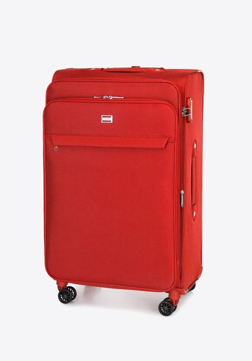 Duża walizka miękka jednokolorowa, czerwony, 56-3S-653-9, Zdjęcie 4