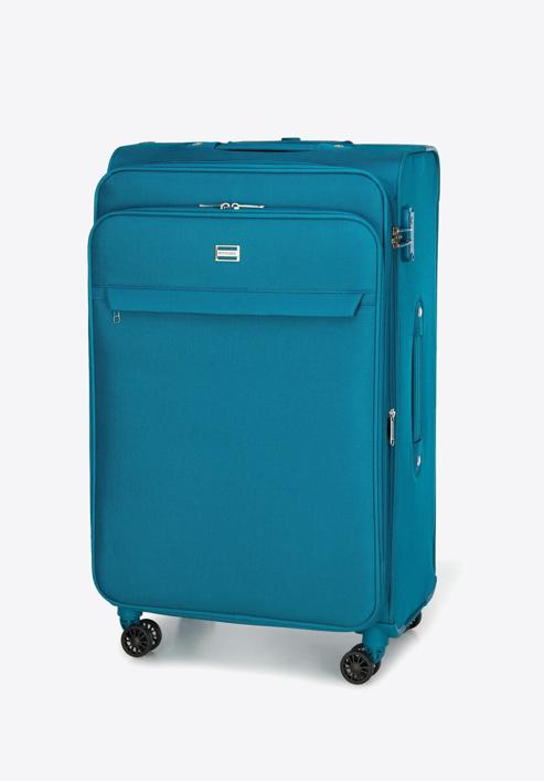 Duża walizka miękka jednokolorowa, turkusowy, 56-3S-653-3, Zdjęcie 4